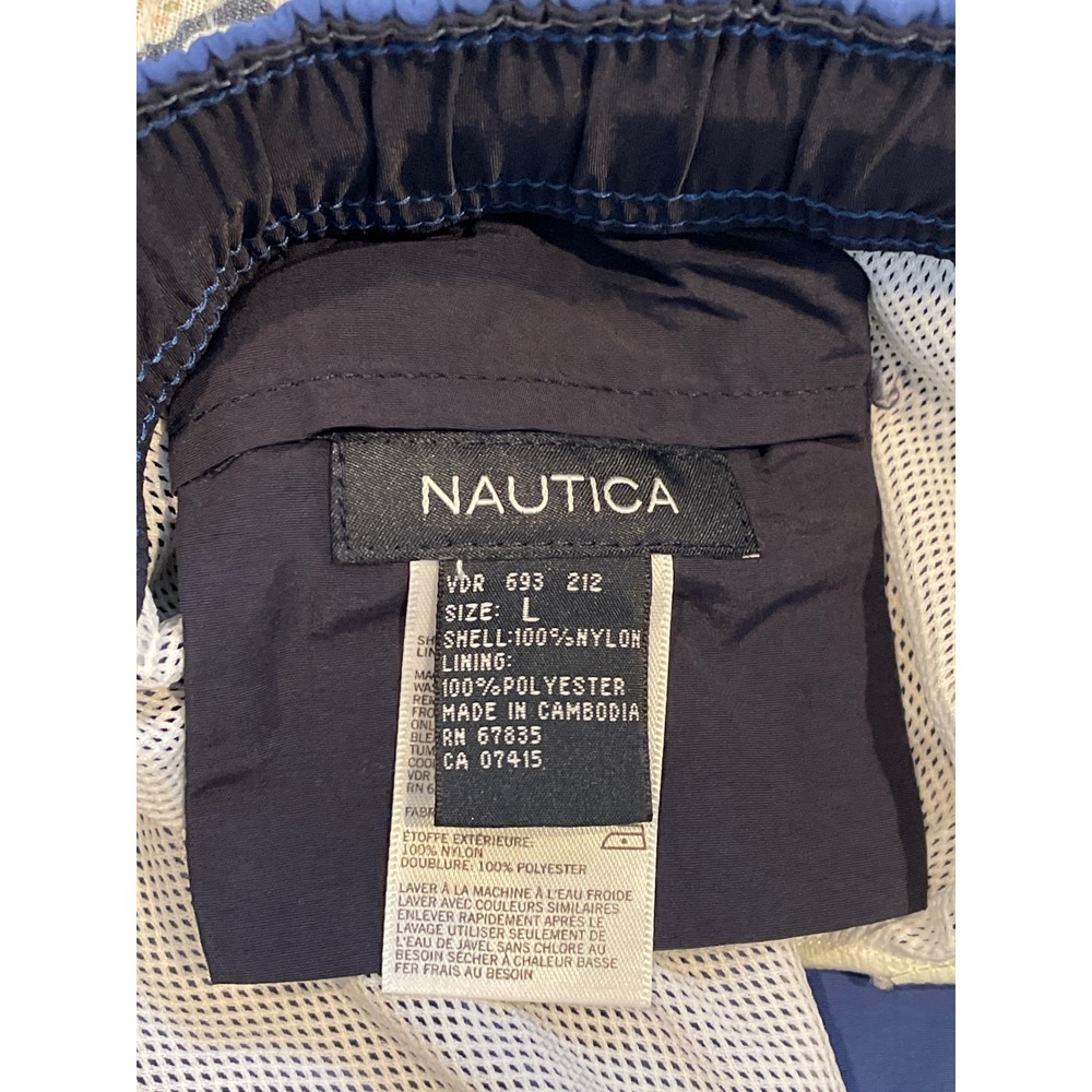 Nautica Mens Navy Blue‎ Mesh Lined Swim Trunks Shorts Large Embroidered Logo - Picture 6 of 11
